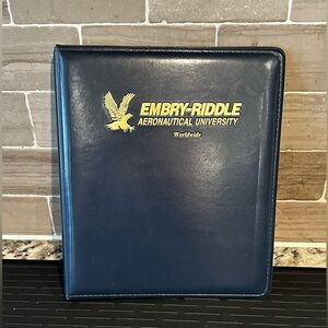 Embry-Riddle Aeronautical University Navy Blue Leather Look 3 Ring Binder